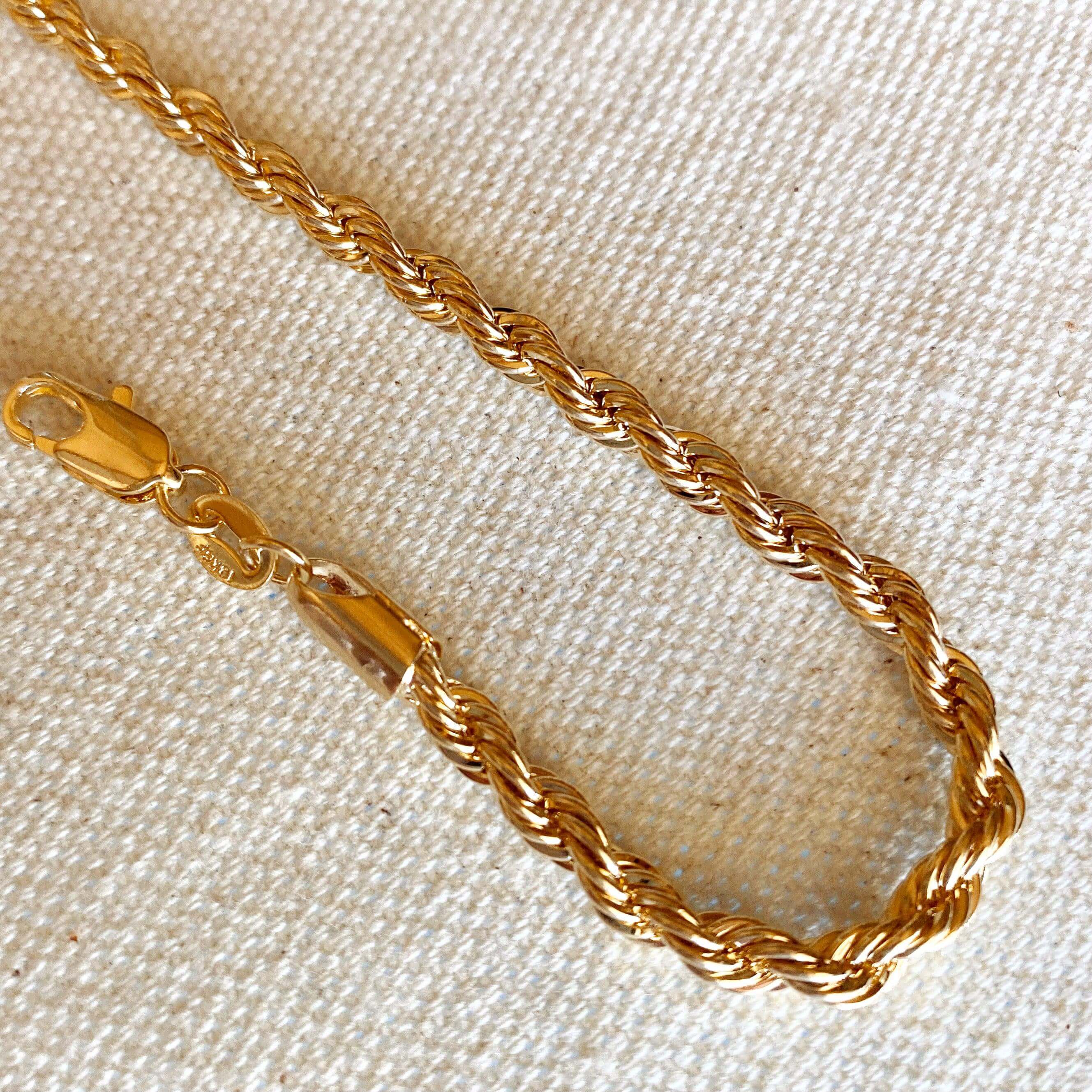 Mondsee 18k Gold Filled 4mm Rope Bracelet | 18k Gold Filled Jewelry
