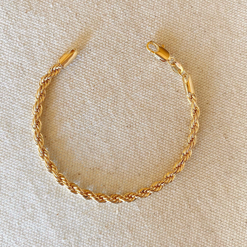 Mondsee 18k Gold Filled 4mm Rope Bracelet | 18k Gold Filled Jewelry