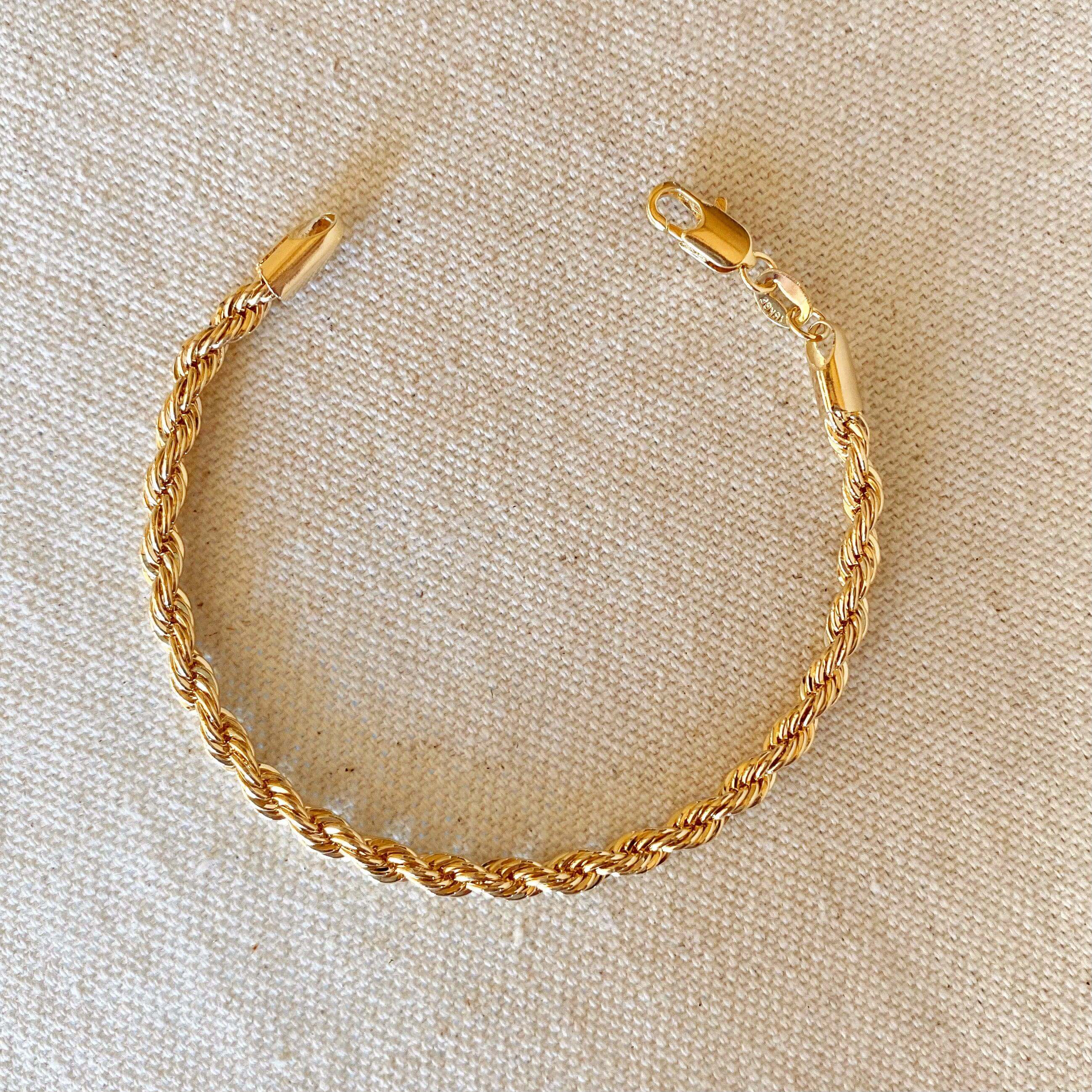 Mondsee 18k Gold Filled 4mm Rope Bracelet | 18k Gold Filled Jewelry