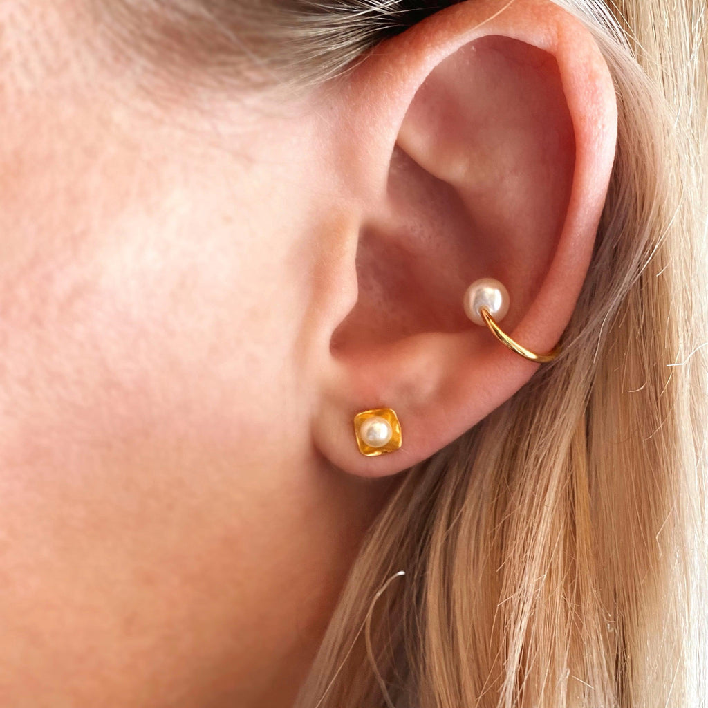 Mondsee 18k Gold Filled 4mm Simulated Pearl Stud | 18k Gold Filled Jewelry