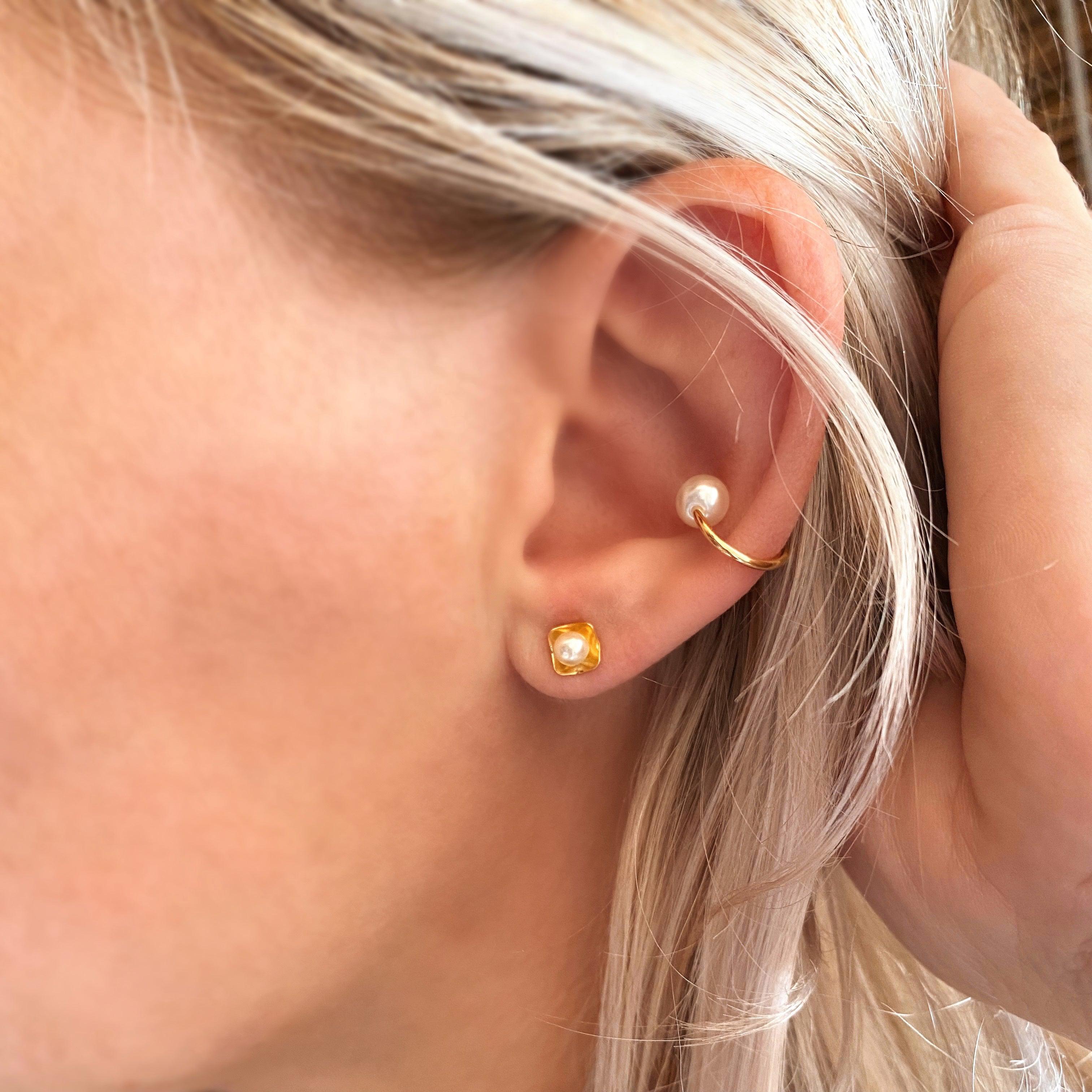 Mondsee 18k Gold Filled 4mm Simulated Pearl Stud | 18k Gold Filled Jewelry