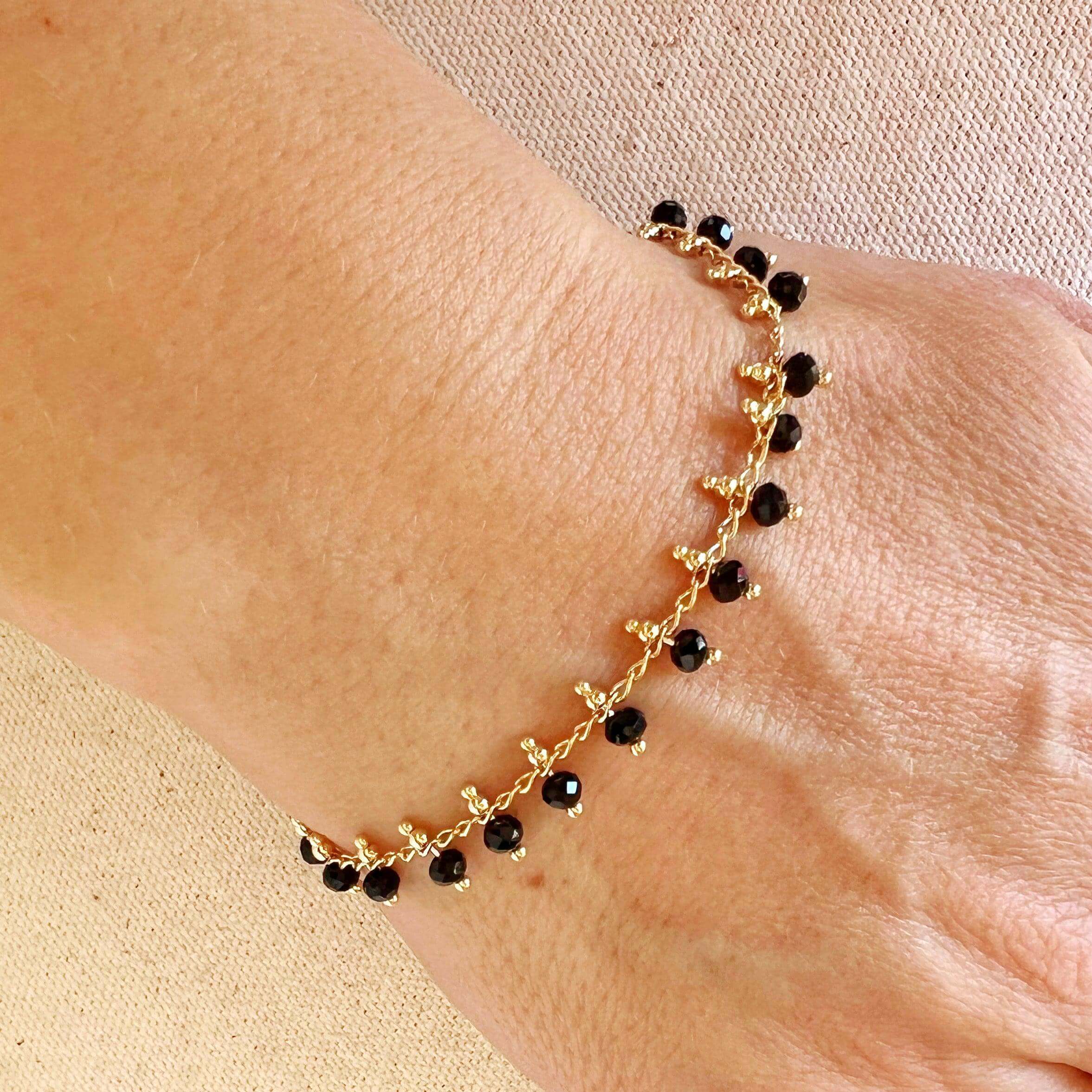 Mondsee 18k Gold Filled Black Beaded Bracelet | 18k Gold Filled Jewelry