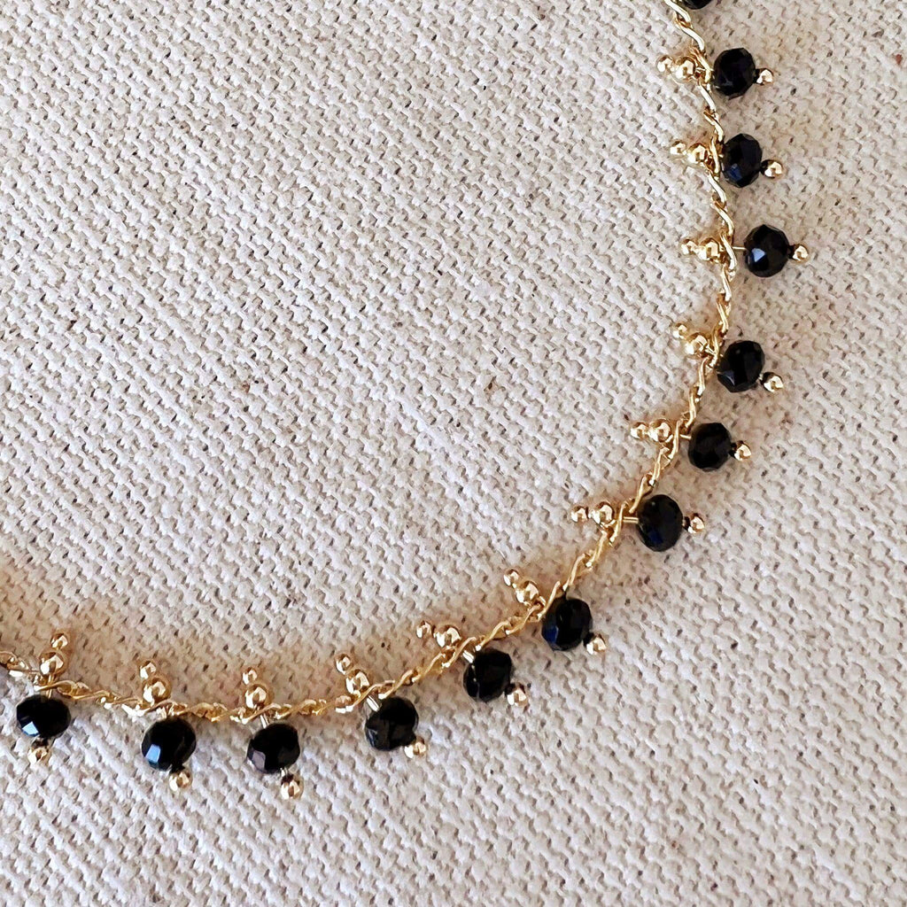 Mondsee 18k Gold Filled Black Beaded Bracelet | 18k Gold Filled Jewelry