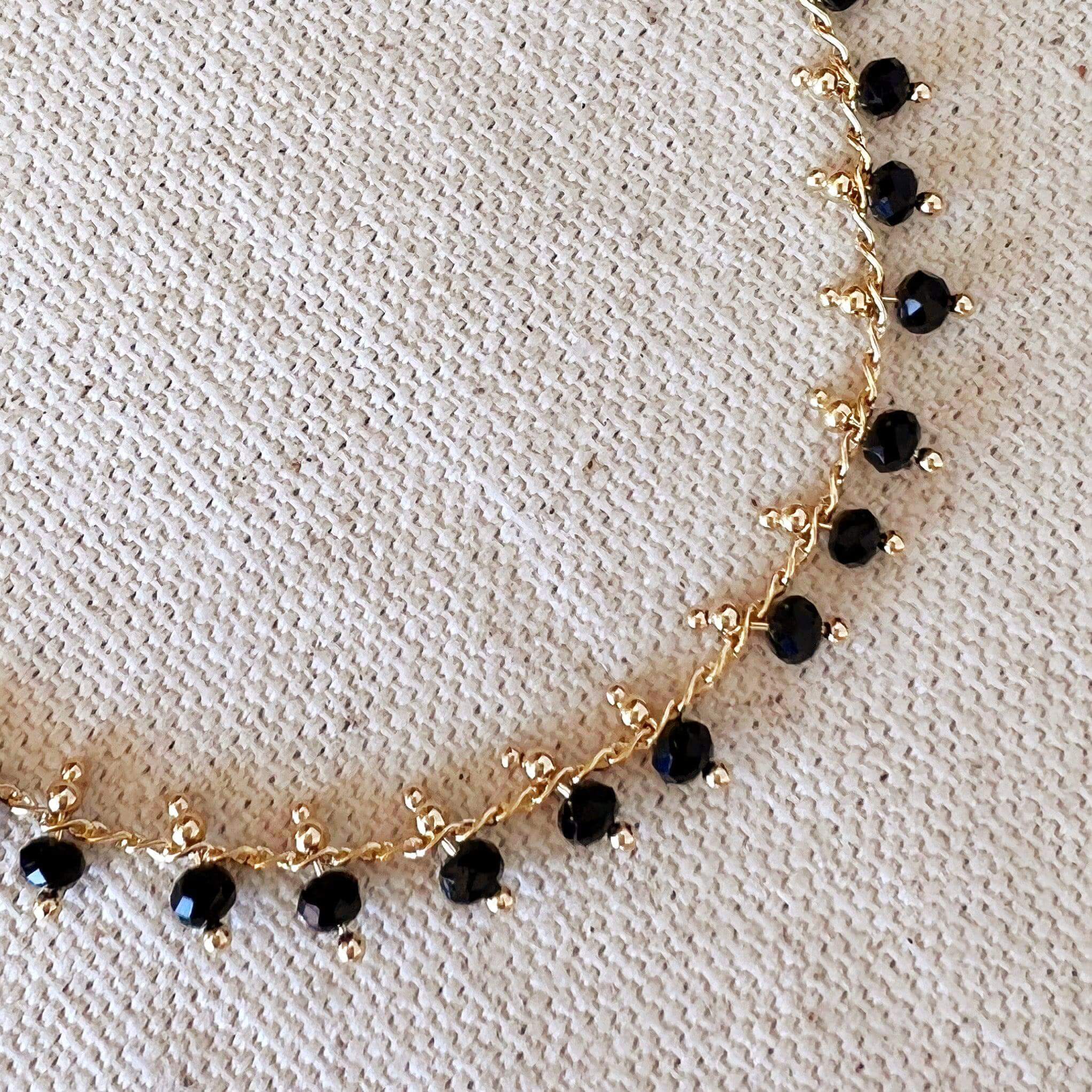 Mondsee 18k Gold Filled Black Beaded Bracelet | 18k Gold Filled Jewelry