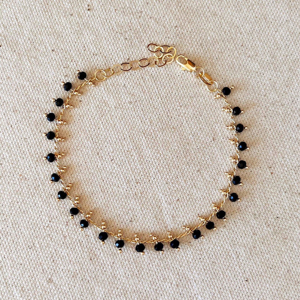 Mondsee 18k Gold Filled Black Beaded Bracelet | 18k Gold Filled Jewelry