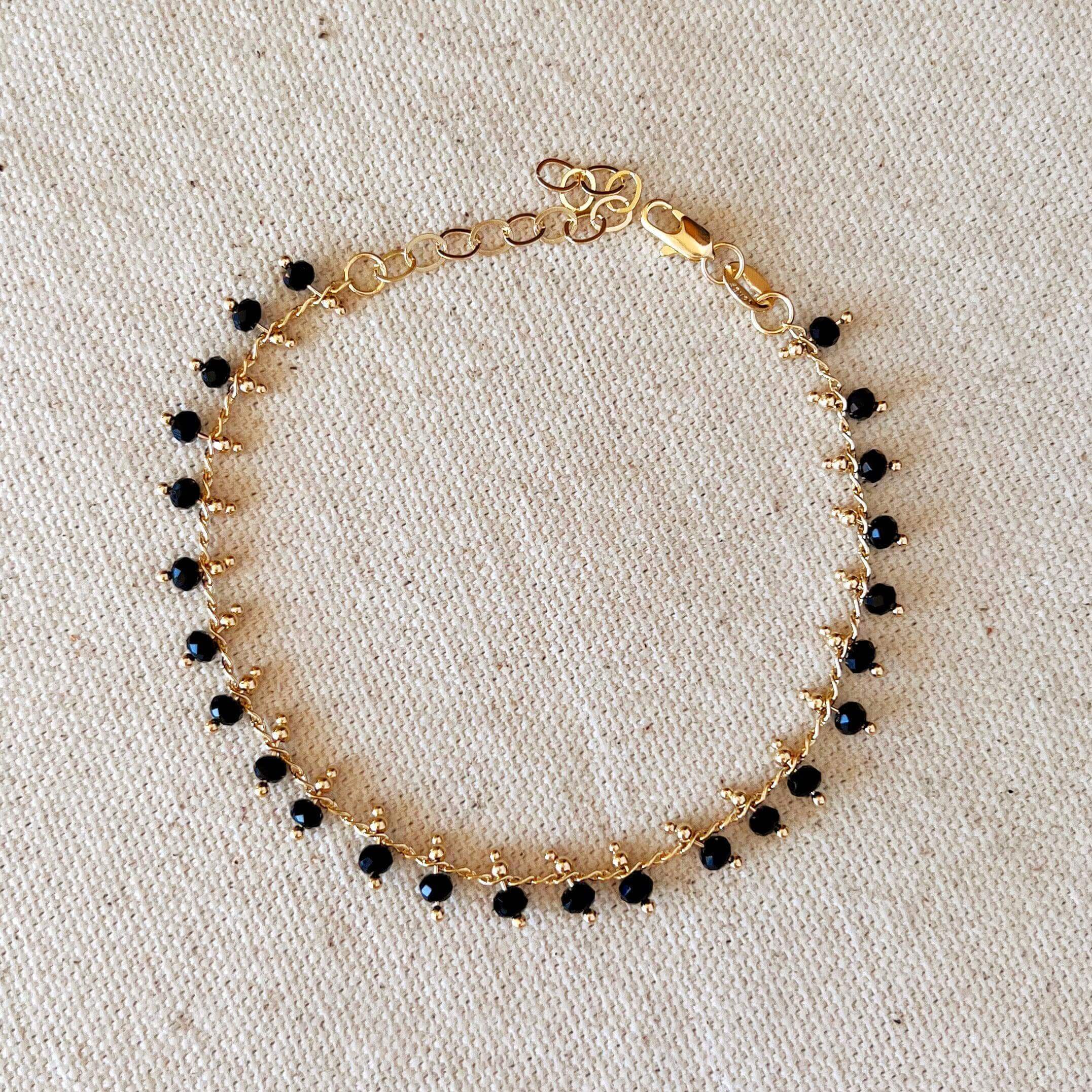 Mondsee 18k Gold Filled Black Beaded Bracelet | 18k Gold Filled Jewelry