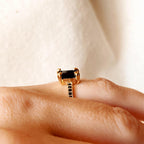 Mondsee 18k Gold Filled Black Solitaire Ring | 18k Gold Filled Jewelry