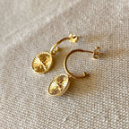 Mondsee 18k Gold Filled C Hoops With Dainty Compass Charm | 18k Gold Filled Jewelry