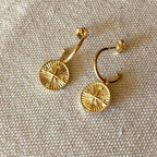Mondsee 18k Gold Filled C Hoops With Dainty Compass Charm | 18k Gold Filled Jewelry
