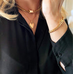 GoldFi 18k Gold Filled Chunky Cuban Bracelet Featuring Box Lock Clasp