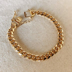 GoldFi 18k Gold Filled Chunky Cuban Bracelet Featuring Box Lock Clasp