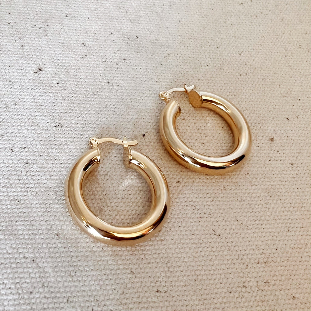 GoldFi 18k Gold Filled Classic 25mm Tube Hoop Earrings