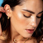 GoldFi 18k Gold Filled Cluster Beads Semi Hoop Earrings