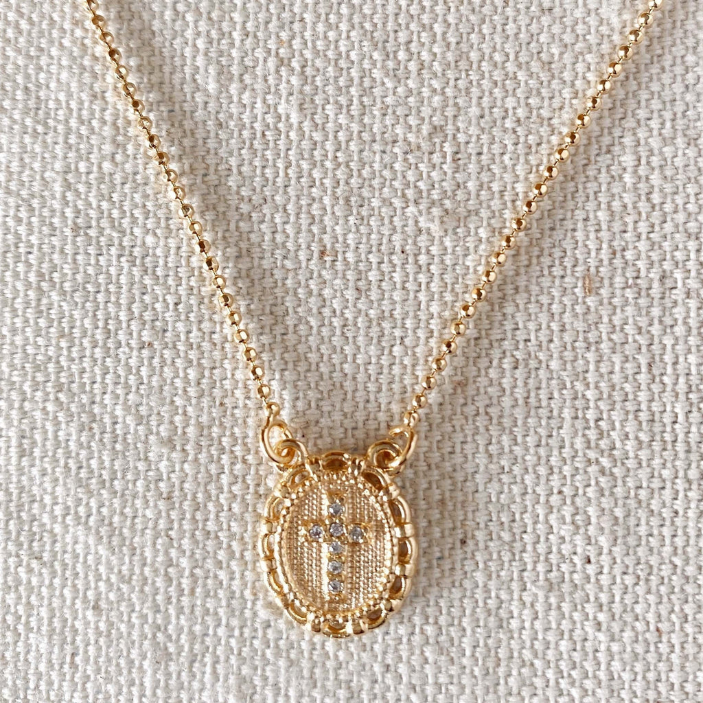 Mondsee 18k Gold Filled Cross Plate Scapular Necklace | 18k Gold Filled Jewelry