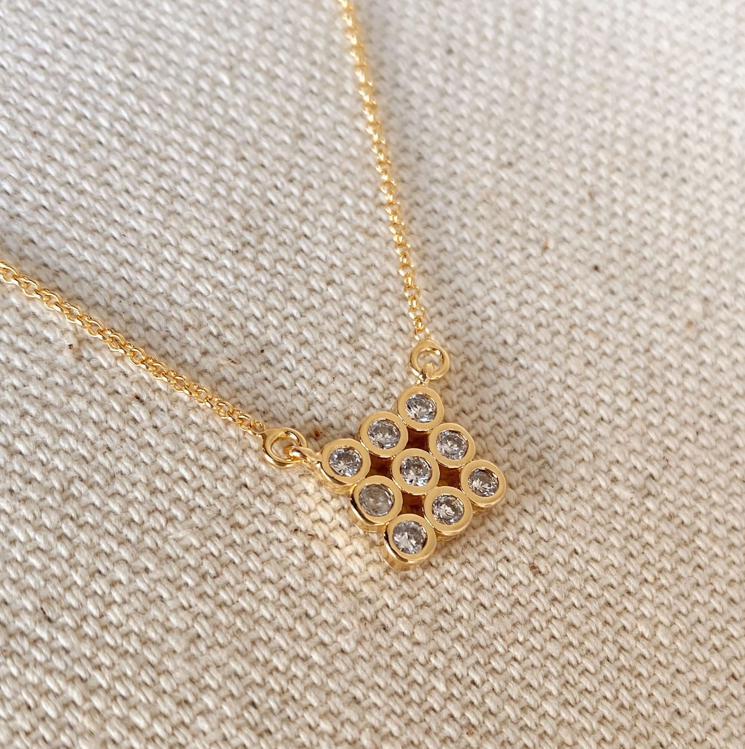 Mondsee 18k Gold Filled Cubic Zirconia Cluster Necklace | 18k Gold Filled Jewelry