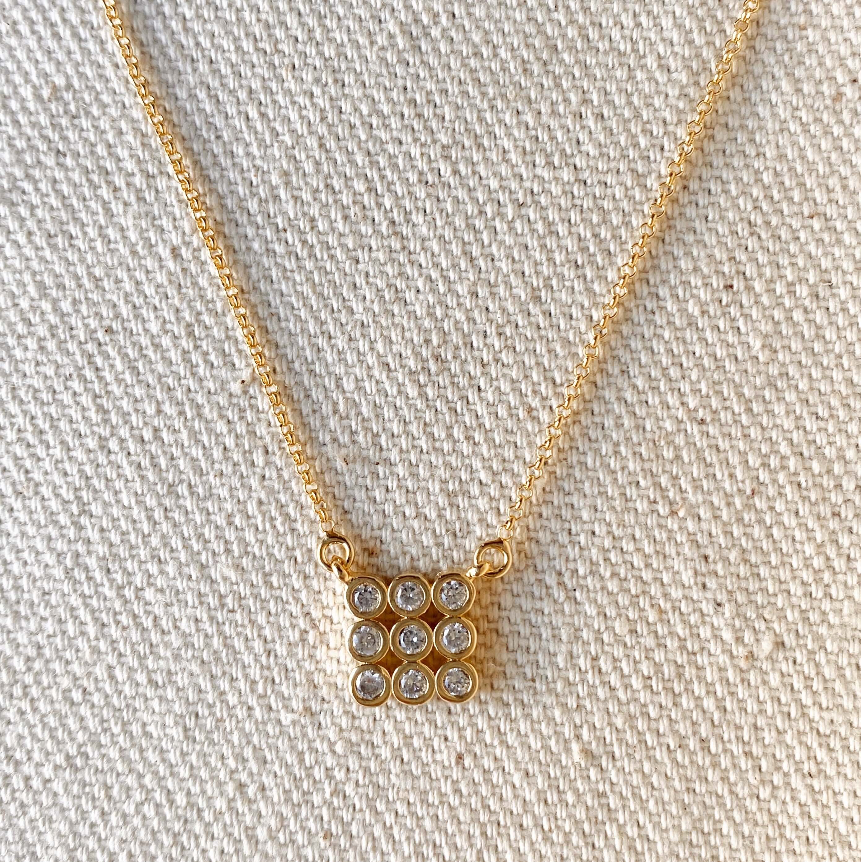 Mondsee 18k Gold Filled Cubic Zirconia Cluster Necklace | 18k Gold Filled Jewelry