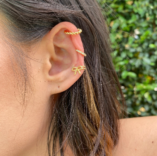 Mondsee 18k Gold Filled Cubic Zirconia Ear Cuff Delicate With Six Clear CZ | 18k Gold Filled Jewelry
