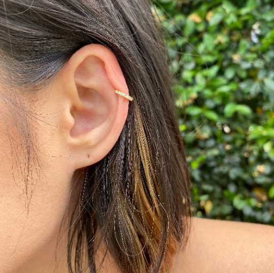 Mondsee 18k Gold Filled Cubic Zirconia Ear Cuff Delicate With Six Clear CZ | 18k Gold Filled Jewelry