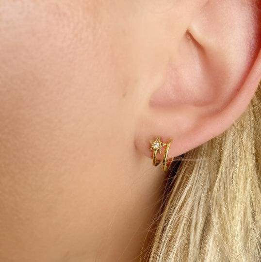 Mondsee 18k Gold Filled Dainty Blinking Star Stud | 18k Gold Filled Jewelry
