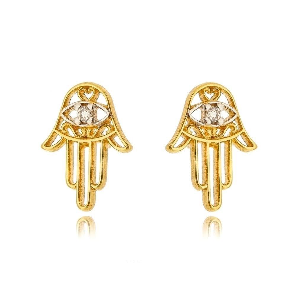 Mondsee 18k Gold Filled Dainty Hamsa Stud Earrings | 18k Gold Filled Jewelry