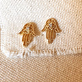 Mondsee 18k Gold Filled Dainty Hamsa Stud Earrings | 18k Gold Filled Jewelry