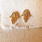 Mondsee 18k Gold Filled Dainty Hamsa Stud Earrings | 18k Gold Filled Jewelry