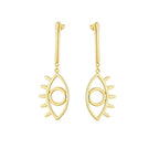 GoldFi 18k Gold Filled Dangling Evil Eyes Earrings