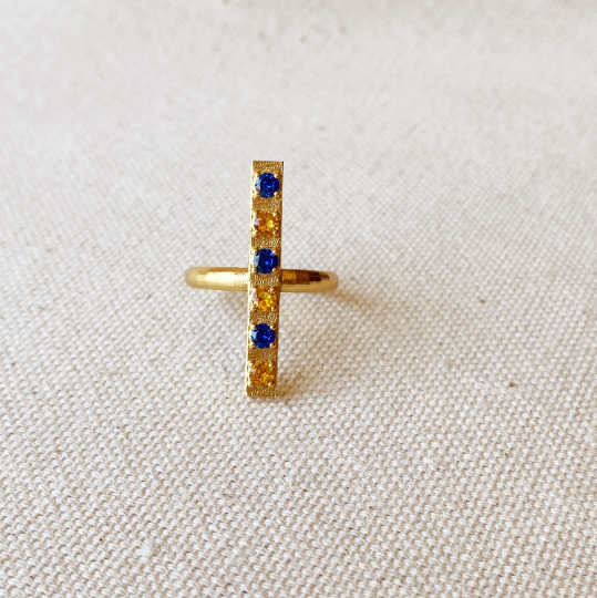 Mondsee 18k Gold Filled Delicate Bar Sapphire And Topaz Cubic Zirconia | 18k Gold Filled Jewelry