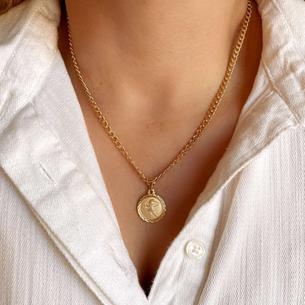 Mondsee 18k Gold Filled Diamond Cut Cupid Necklace | 18k Gold Filled Jewelry