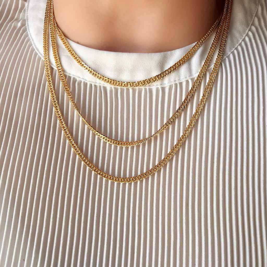 Mondsee 18k Gold Filled Double Curb Chain Cuban | 18k Gold Filled Jewelry