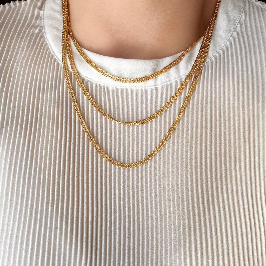 Mondsee 18k Gold Filled Double Curb Chain Cuban | 18k Gold Filled Jewelry