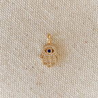 Mondsee 18k Gold Filled Evil Eye Hamsa Charm Featuring Cubic Zirconia Pendant | 18k Gold Filled Jewelry