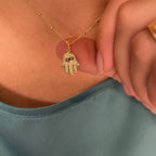 Mondsee 18k Gold Filled Evil Eye Hamsa Charm Featuring Cubic Zirconia Pendant | 18k Gold Filled Jewelry
