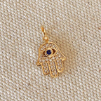 Mondsee 18k Gold Filled Evil Eye Hamsa Charm Featuring Cubic Zirconia Pendant | 18k Gold Filled Jewelry