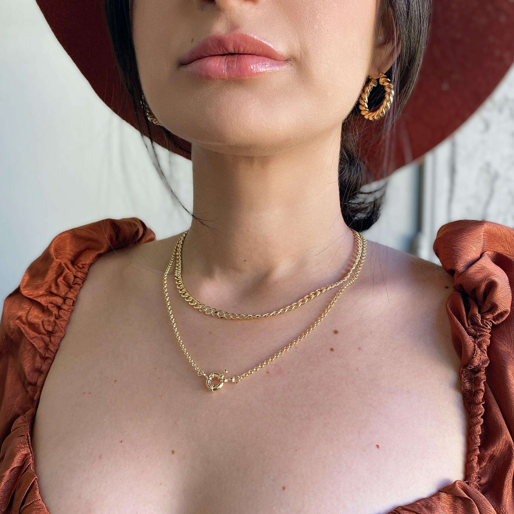 Mondsee 18k Gold Filled Front Clasp Rolo Chain Necklace | 18k Gold Filled Jewelry