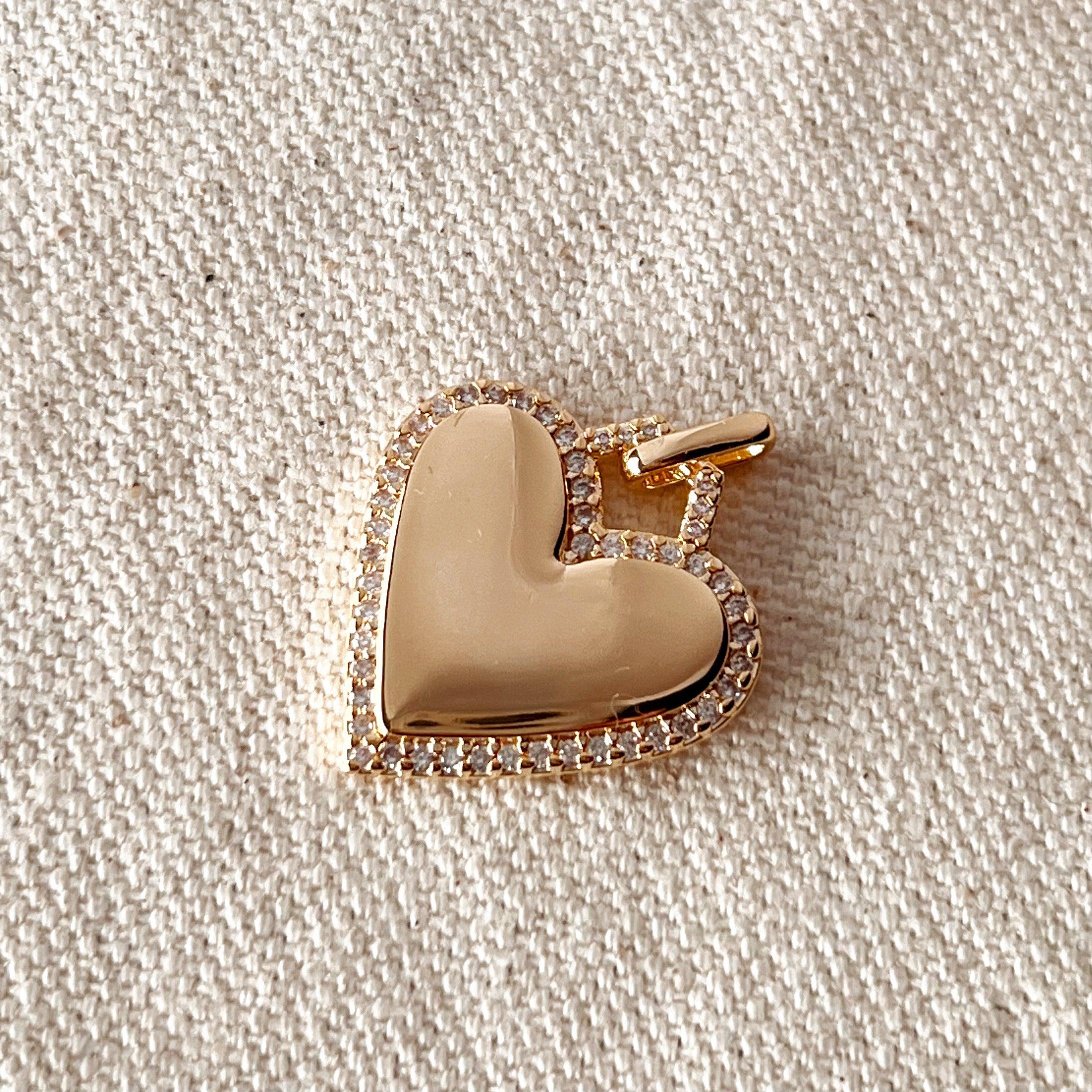 Mondsee 18k Gold Filled Heart Pendant With Cubic Zirconia Around | 18k Gold Filled Jewelry