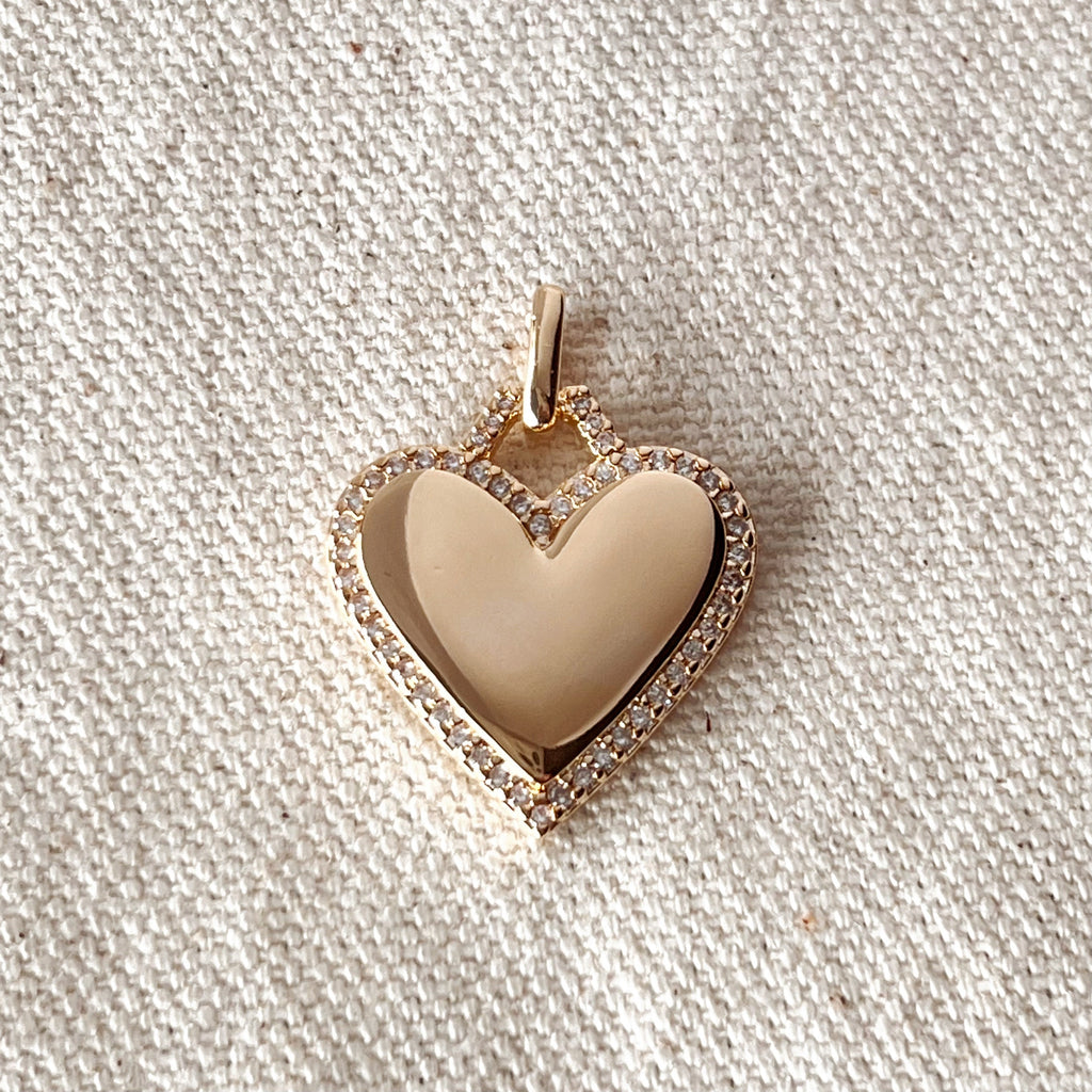 Mondsee 18k Gold Filled Heart Pendant With Cubic Zirconia Around | 18k Gold Filled Jewelry