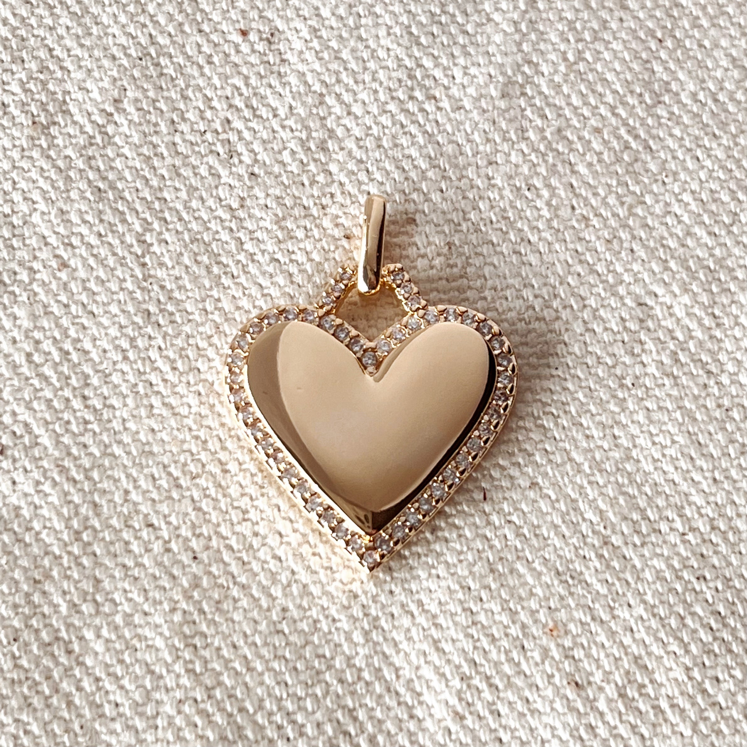 Mondsee 18k Gold Filled Heart Pendant With Cubic Zirconia Around | 18k Gold Filled Jewelry