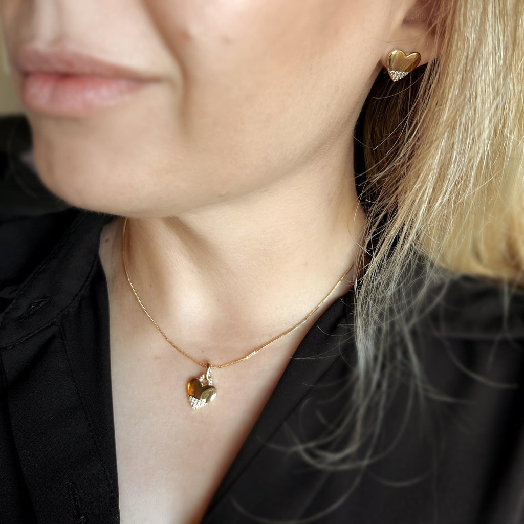 Mondsee 18k Gold Filled Heart Pendant With Cubic Zirconia Stones | 18k Gold Filled Jewelry
