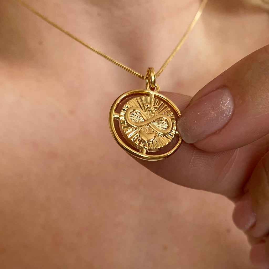 Mondsee 18k Gold Filled Heart Star Infinity Love Charm Spokes From Center to Edges Pendant | 18k Gold Filled Jewelry