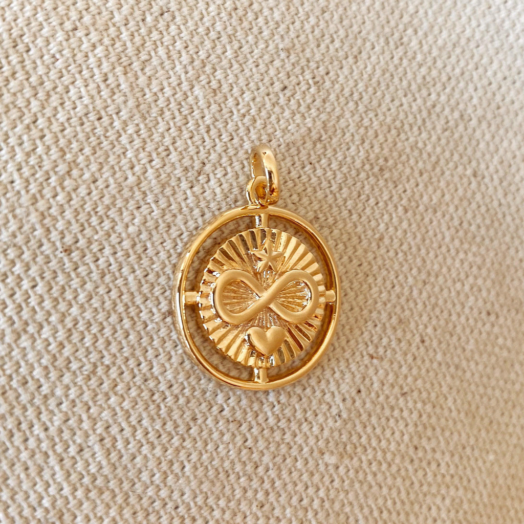 Mondsee 18k Gold Filled Heart Star Infinity Love Charm Spokes From Center to Edges Pendant | 18k Gold Filled Jewelry