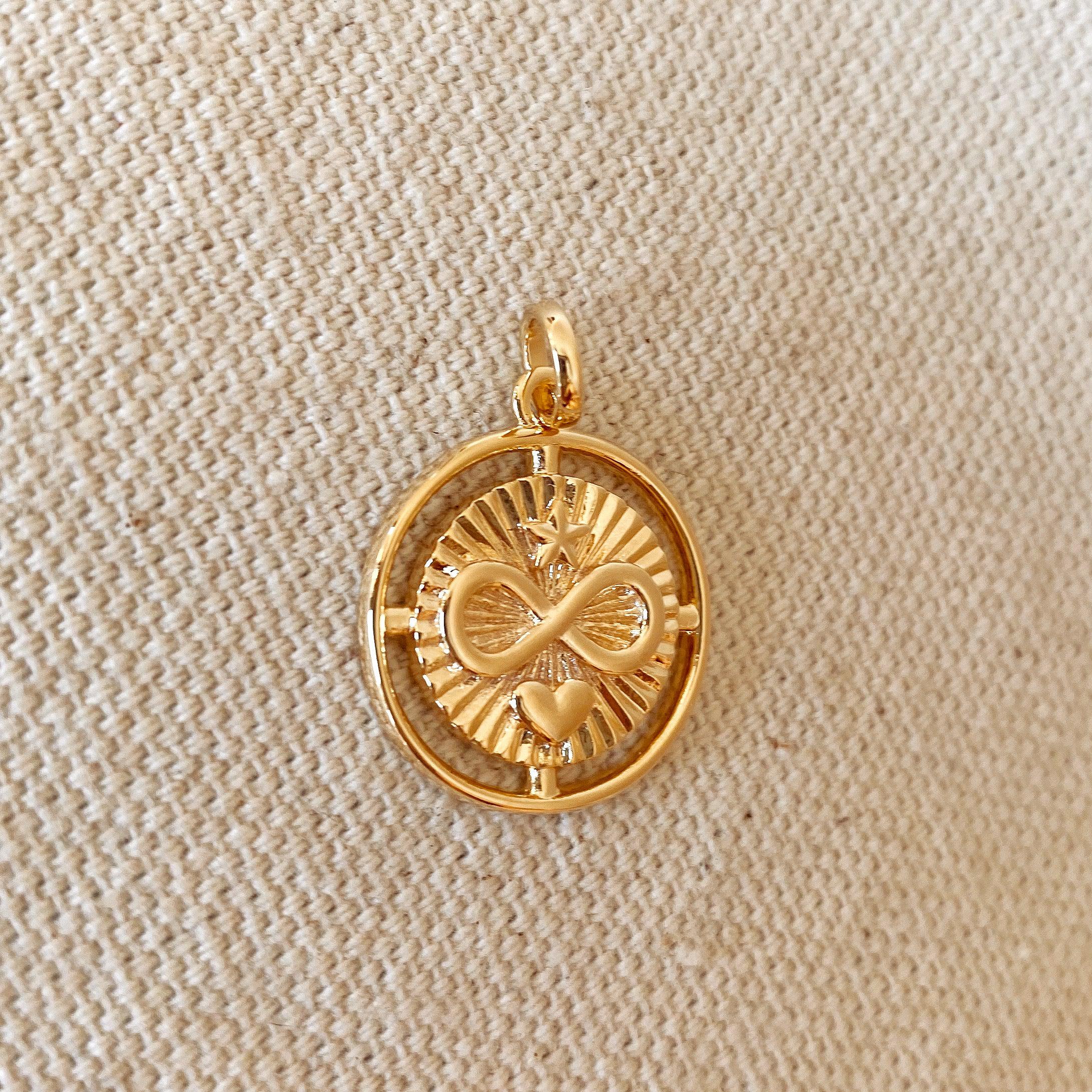 Mondsee 18k Gold Filled Heart Star Infinity Love Charm Spokes From Center to Edges Pendant | 18k Gold Filled Jewelry
