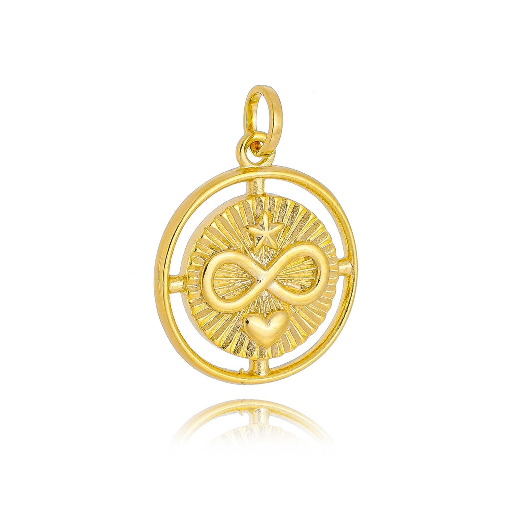 Mondsee 18k Gold Filled Heart Star Infinity Love Charm Spokes From Center to Edges Pendant | 18k Gold Filled Jewelry