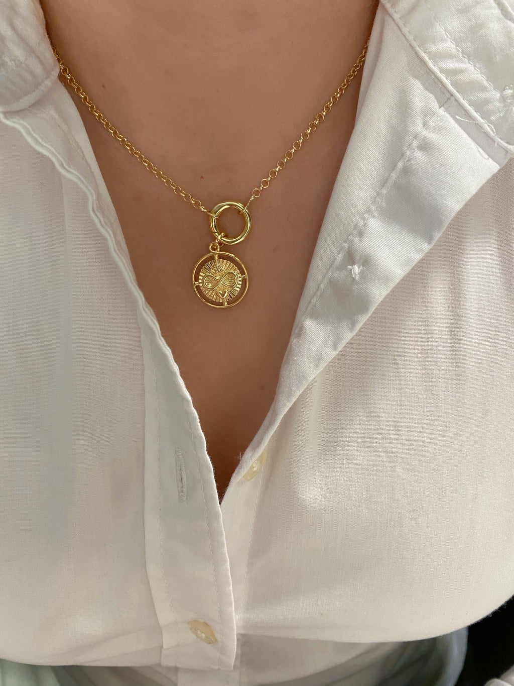 Mondsee 18k Gold Filled Heart Star Infinity Love Charm Spokes From Center to Edges Pendant | 18k Gold Filled Jewelry