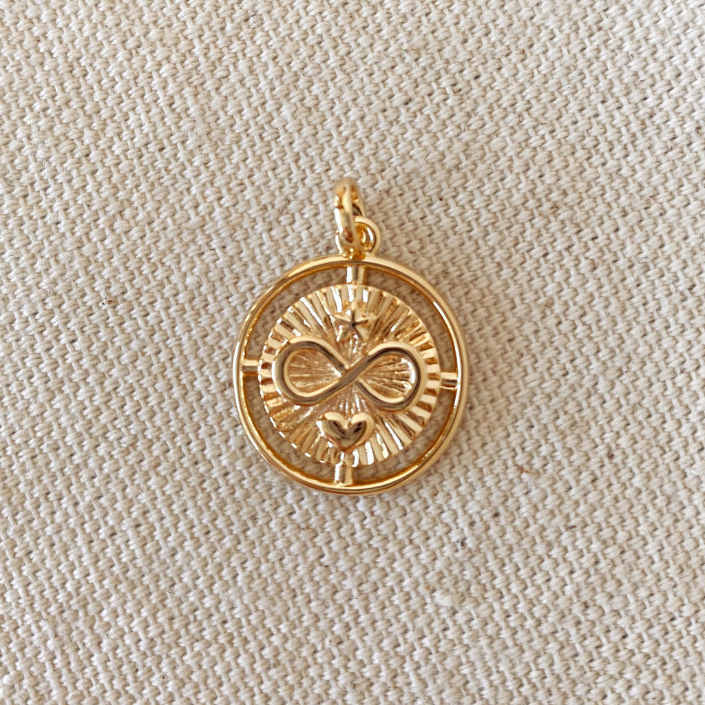 Mondsee 18k Gold Filled Heart Star Infinity Love Charm Spokes From Center to Edges Pendant | 18k Gold Filled Jewelry