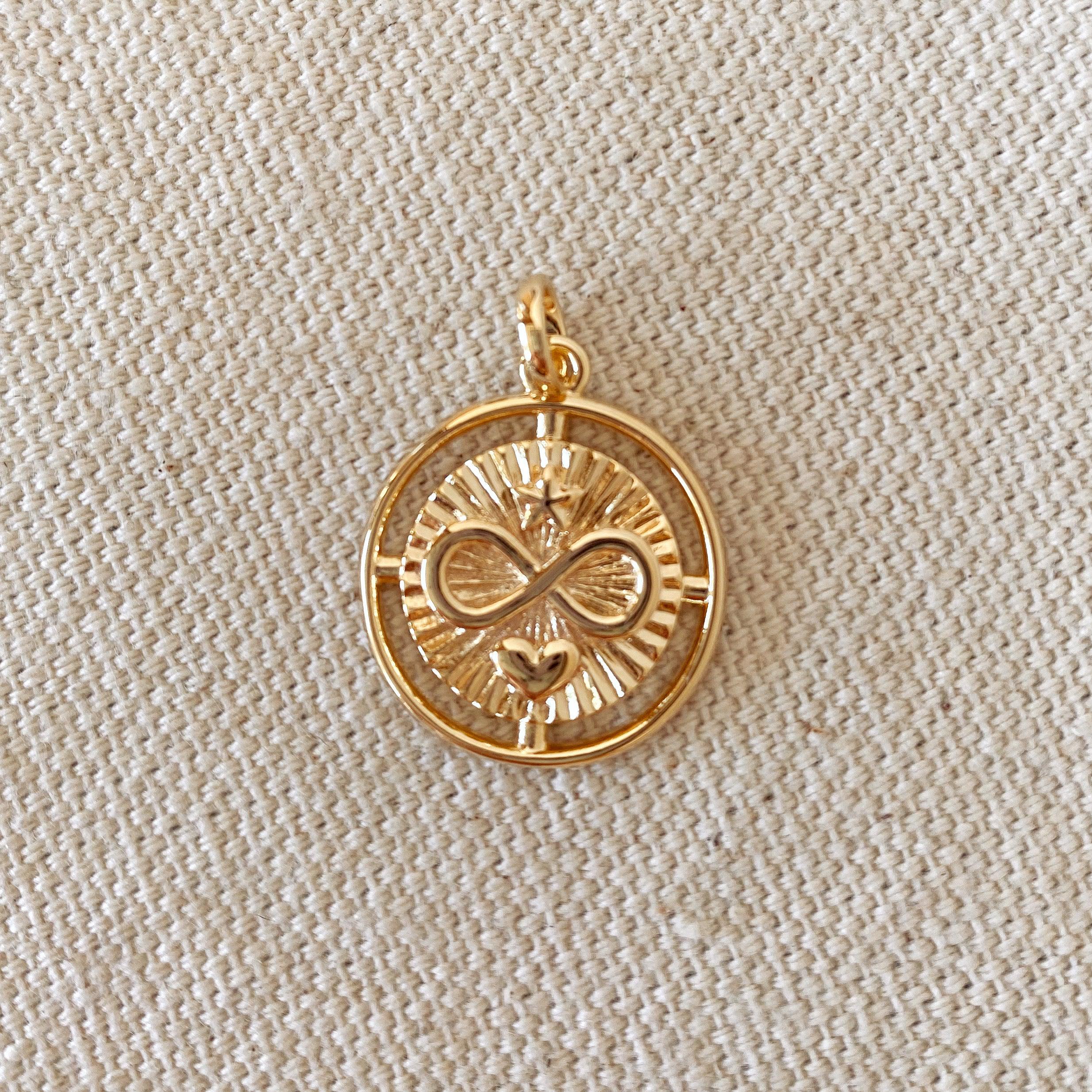 Mondsee 18k Gold Filled Heart Star Infinity Love Charm Spokes From Center to Edges Pendant | 18k Gold Filled Jewelry