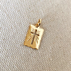 Mondsee 18k Gold Filled Hollow Cross Tag Plate Pendant Featuring Diamond Cut Borders | 18k Gold Filled Jewelry