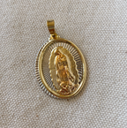 Mondsee 18k Gold Filled Hollowed Oval Lady of Guadalupe Pendant | 18k Gold Filled Jewelry