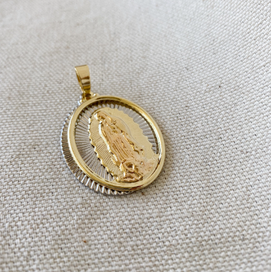 Mondsee 18k Gold Filled Hollowed Oval Lady of Guadalupe Pendant | 18k Gold Filled Jewelry