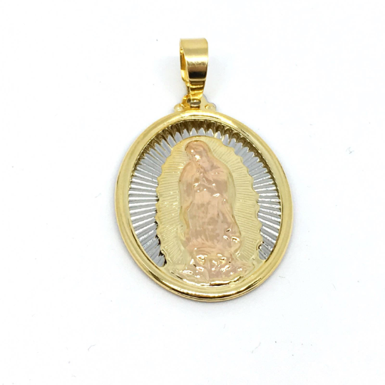 Mondsee 18k Gold Filled Hollowed Oval Lady of Guadalupe Pendant | 18k Gold Filled Jewelry